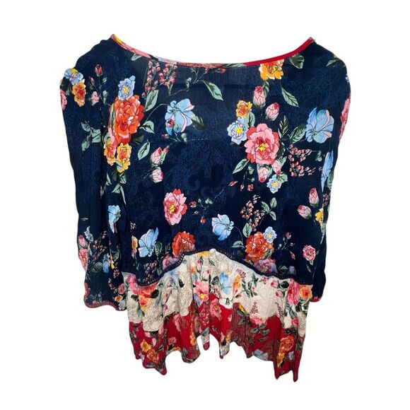 Bila Boho Colorful Floral Pattern Long Sleeve V-Neck Blouse - Picture 5 of 6